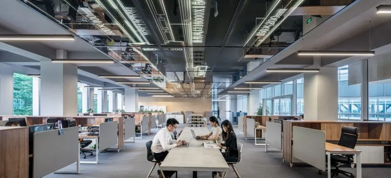 An open space office floor