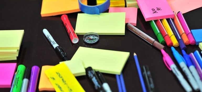 Assorted office supplies.