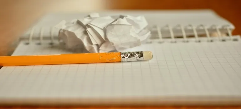pencil on the notebook