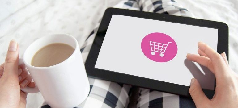 A girl doing online shopping.