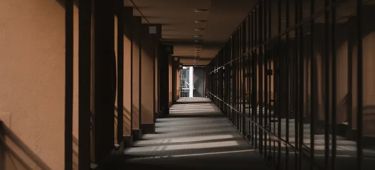 A clear dark corridor