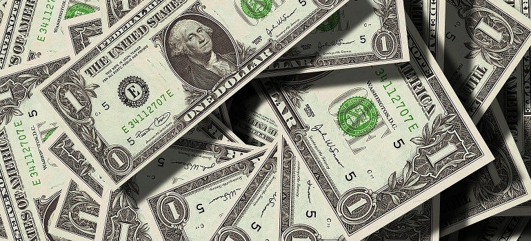 A pile of US money