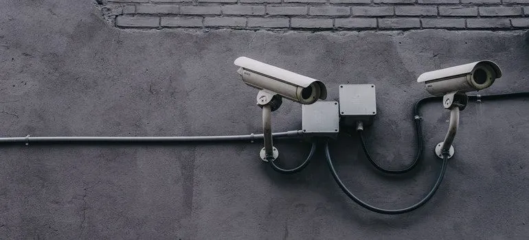 Surveillance cameras.