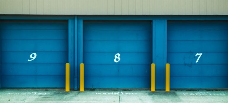 Storage units with blue doors