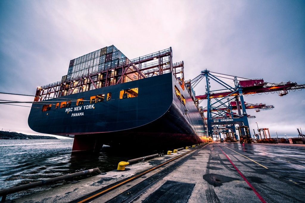 Ship with containers