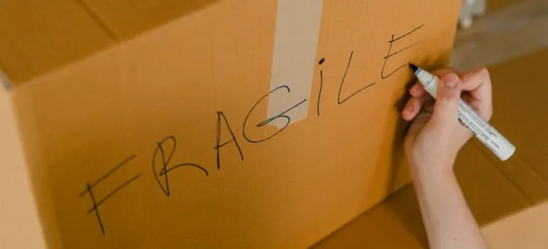 Labeled cardboard box