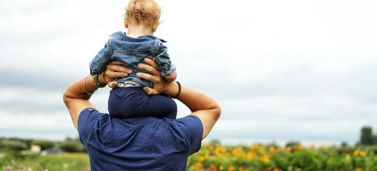 Man and child after moving to Idaho Falls from Meridian.