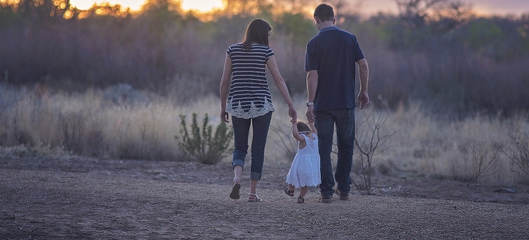 family walking