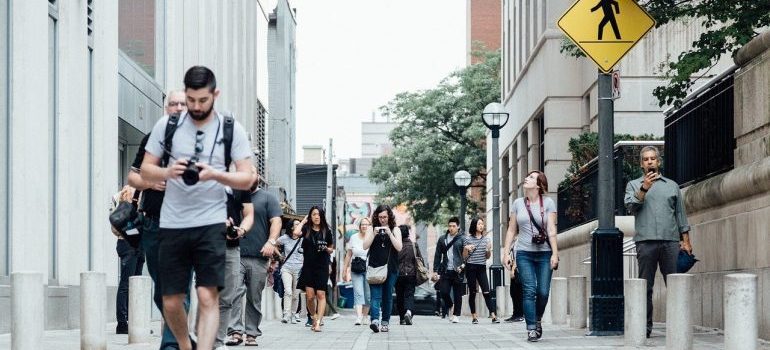 Pedestrians on the street.