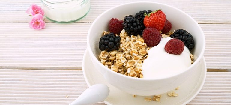 Oatmeal in a bowl.