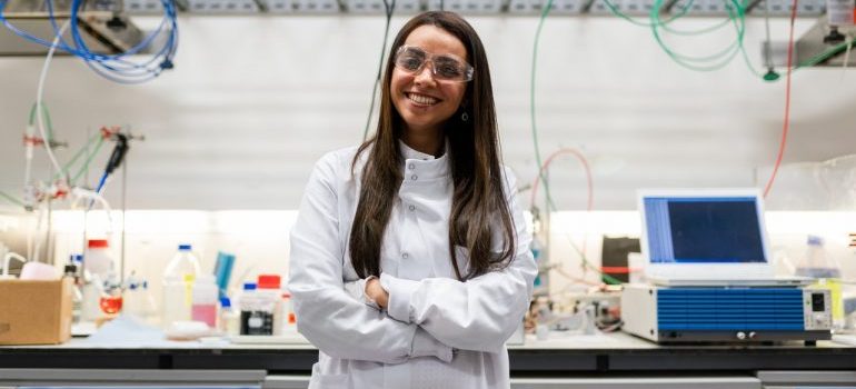Woman inside a lab