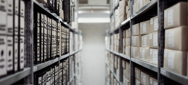 warehouse racks with boxes
