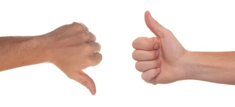 Thumbs up and thumbs down