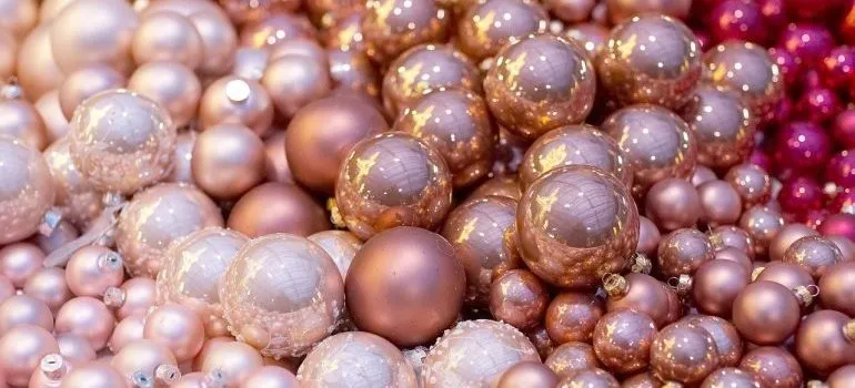 Pink Christmas ornaments. 