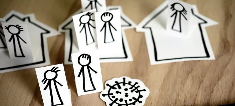 An illustration of social distancing.