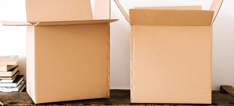 two cardboard boxes on the table