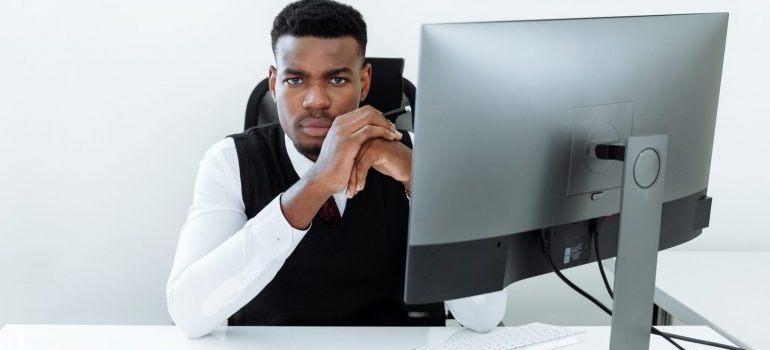 man sitting at the office desk