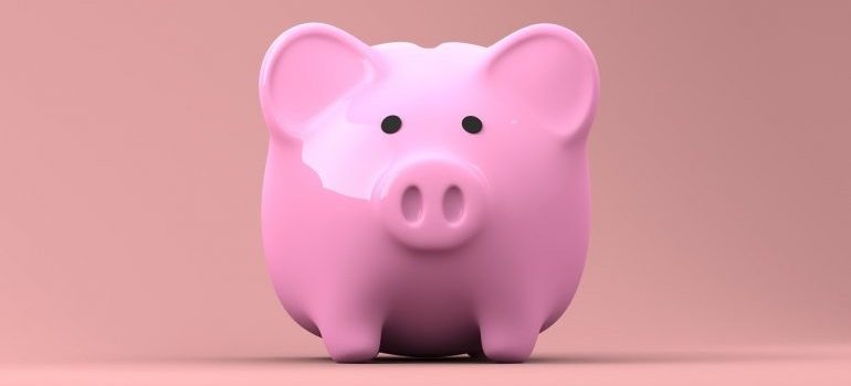 A pink piggy bank.