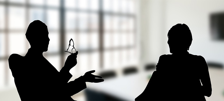 two silhouettes talking