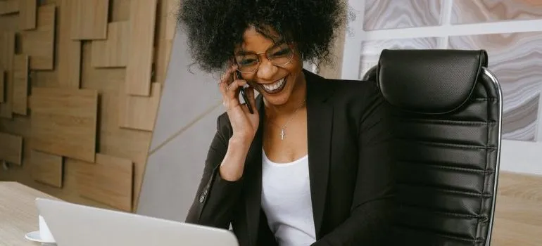 Woman talking on a phone