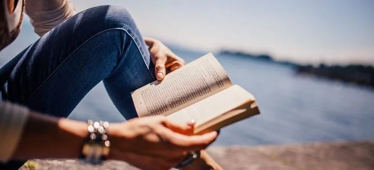 A girl reading a book.
