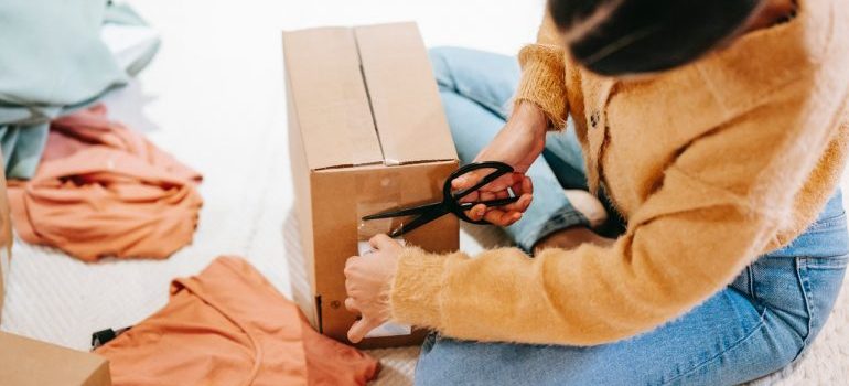 Woman decluttering to prepare for springtime in Boise