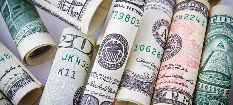Dollar bills.