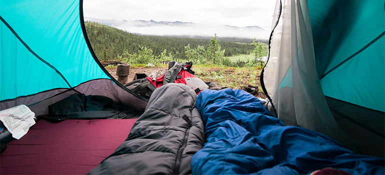 A view from a camping tent