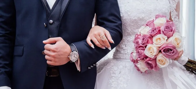 A close up of a married couple.