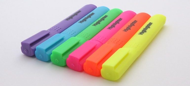 A row of colorful highlighters.