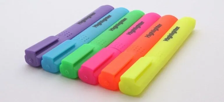 A row of colorful highlighters. 