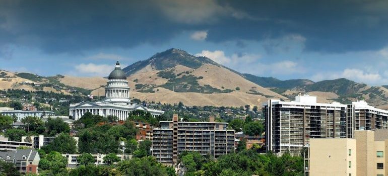 An aerial view of Salt Lake City.