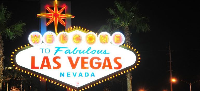 Las Vegas sign at night.
