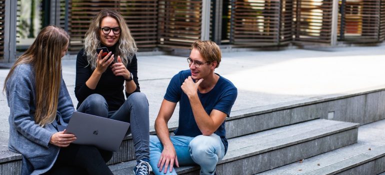 Students talking to each other