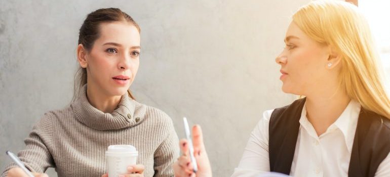 Two women talking