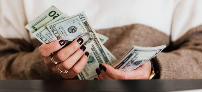 Person counting money
