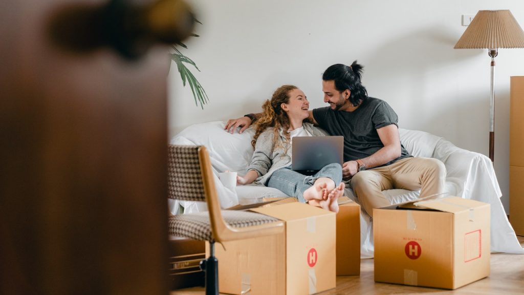 A happy couple preparing for moving from Arizona to Boise.