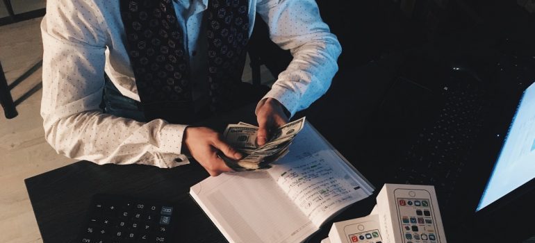 A man counting money.