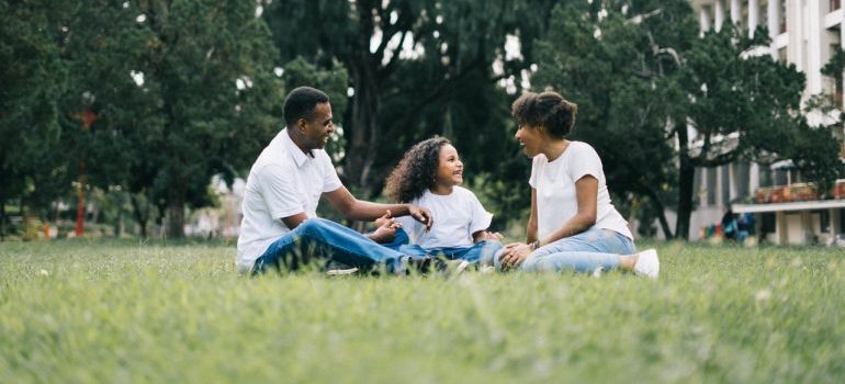 A family having fun at a park.