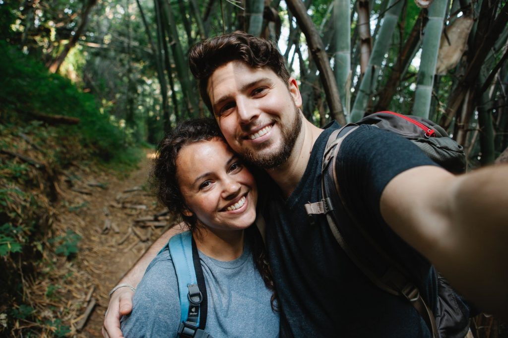 A happy couple enjoying nature after experiencing all the benefits of living in Eagle ID.