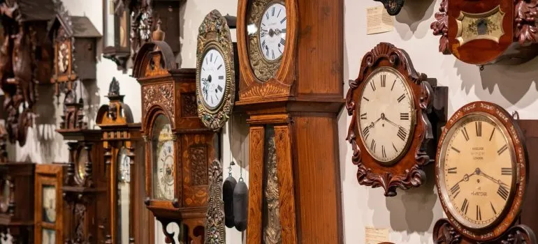 A lot of grandfather clocks.