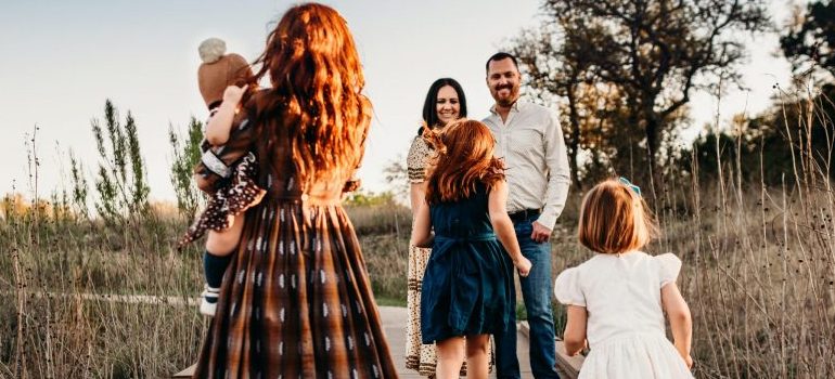 family having fun outside