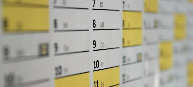 A close up of a calendar.