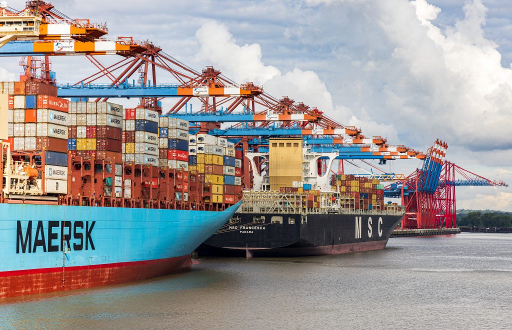 ship loaded with shipping containers
