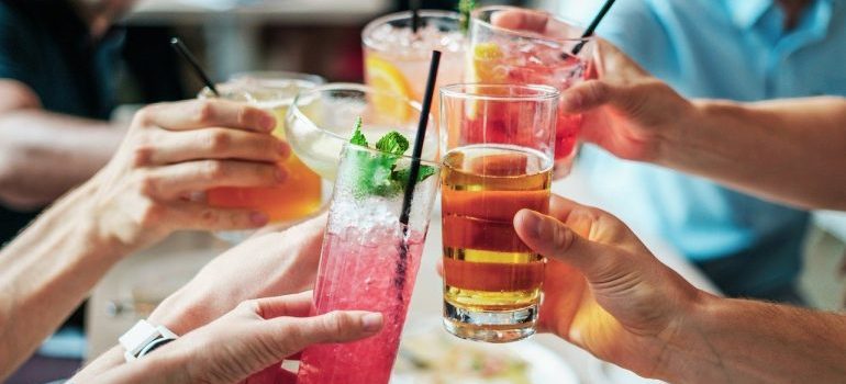 Drinks at a farewell party organized to help you emotionally detach from your home.