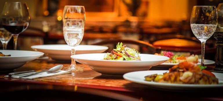 Food in a restaurant - one of the things to look for in Boise neighborhoods.