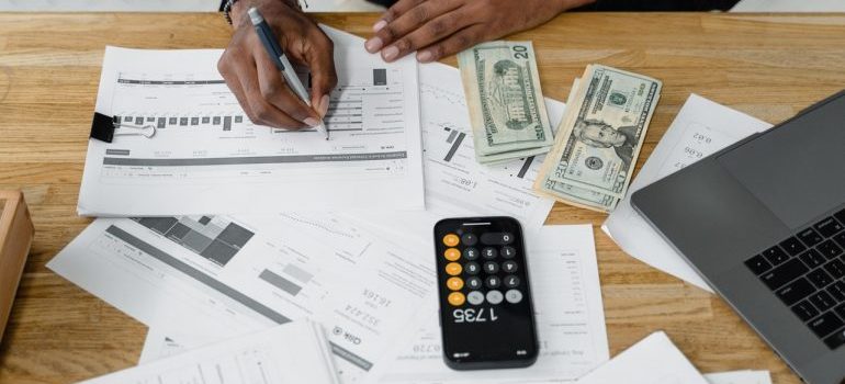 Man doing calculations