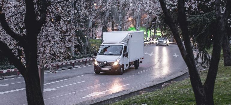 Moving truck on the road
