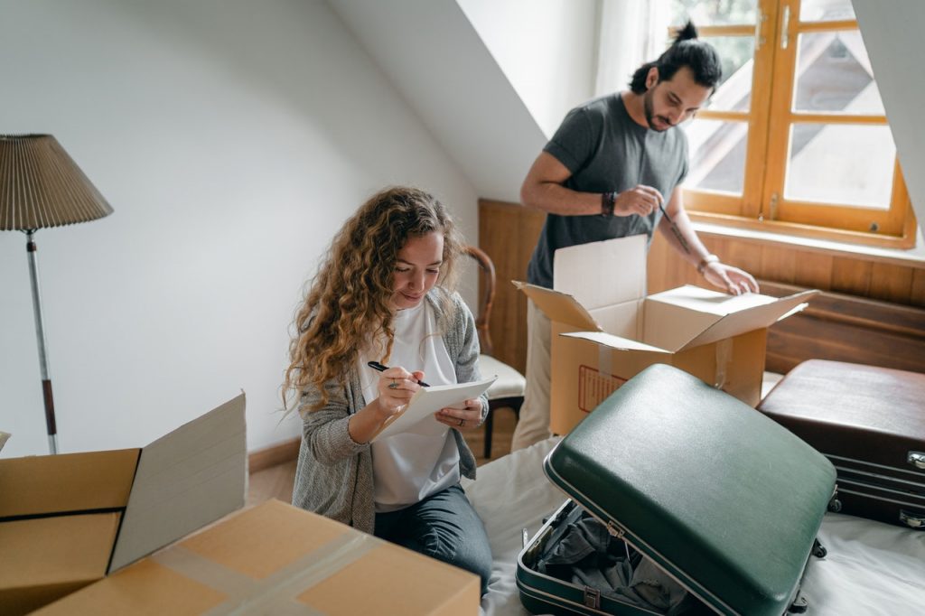 A couple preparing for moving from Boise to Anchorage.