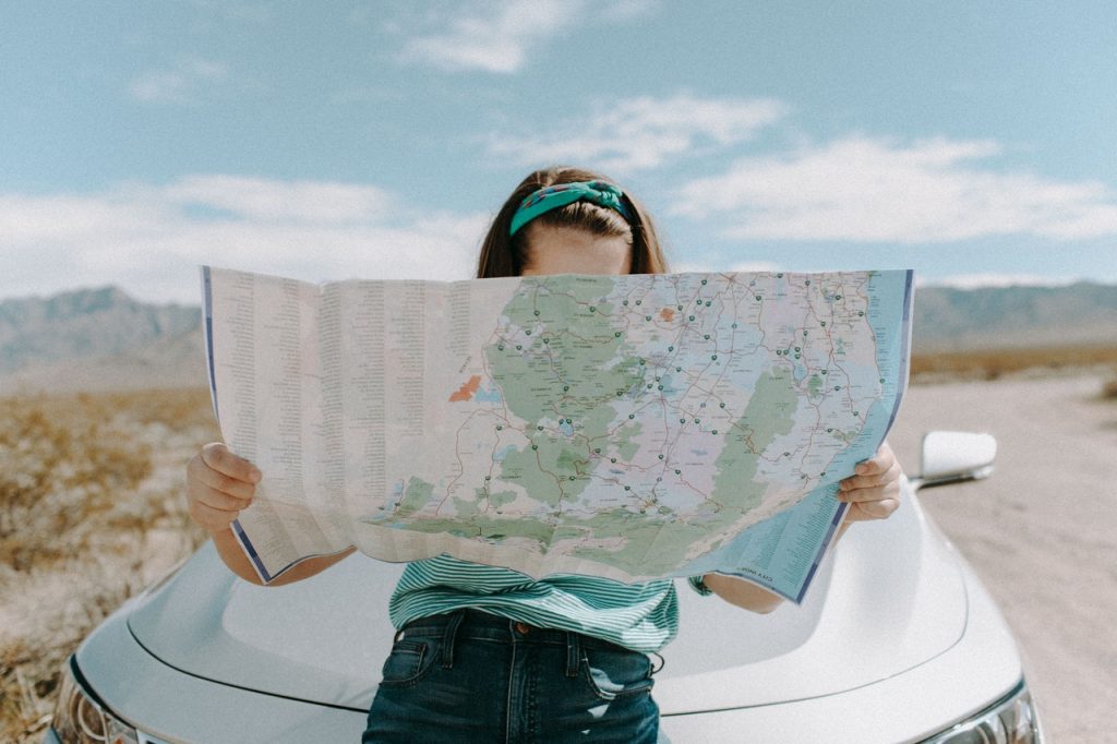 Woman looking in the map